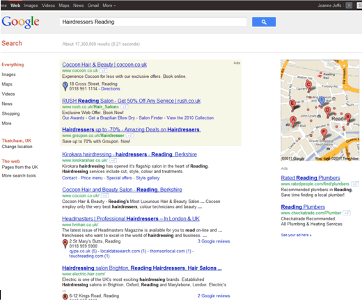 Google Search - Hairdressers Reading