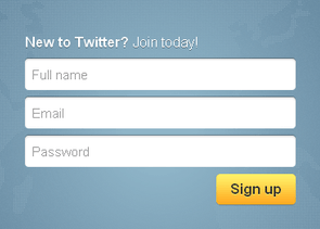 Twitter homepage form