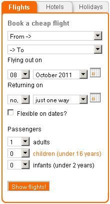 Easyjet's interactive flight finder