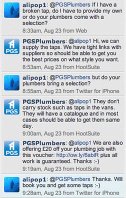 PGS Plumbers twitter conversation