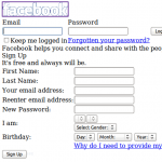 Screenshot of Facebook without CSS