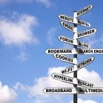 Signpost with online marketing terminology