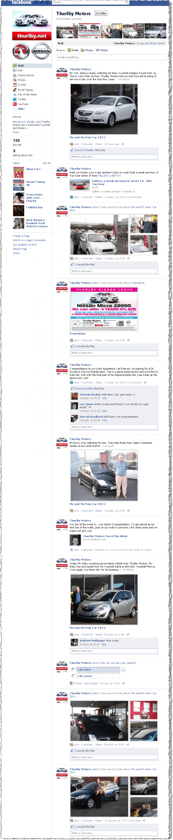 The Thurlby Motors Facebook page