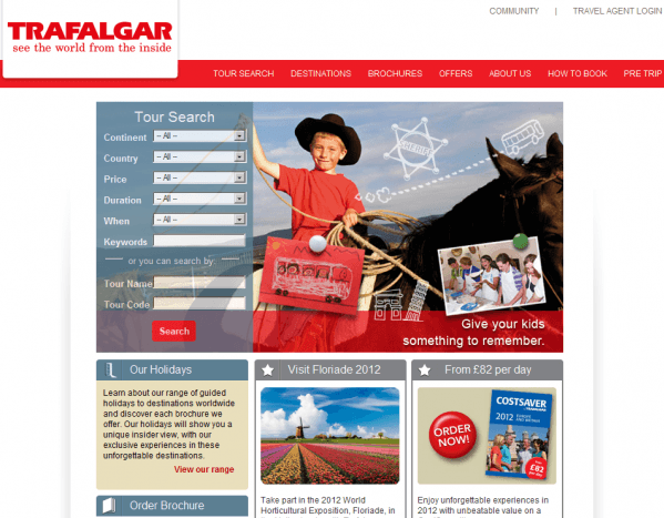Trafalgar UK homepage