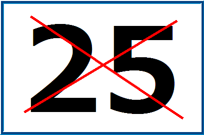 25-graphic Red cross over number 25