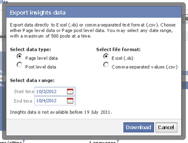 Facebook export data box The Export Data box on Facebook