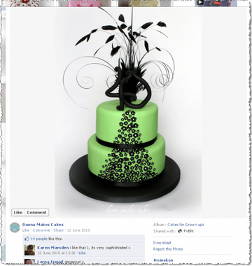 facebook page shot donna makes cakes Green hat cake