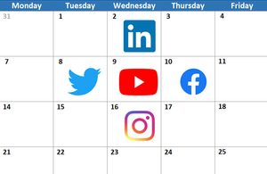 Image of calendar with social media icons