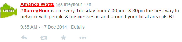 Surrey Hour hashtag example