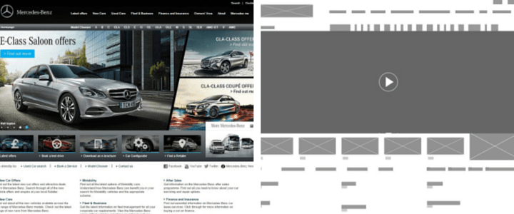 Mercedes website layout
