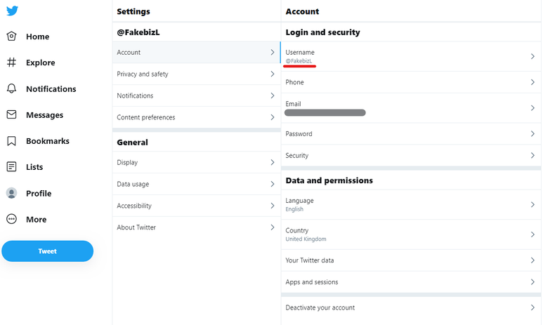 This shows the area of the settings screen where you can change your username.