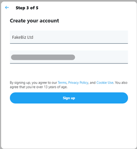 Twitter sign up form Twitter sign up form