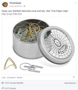ThinkGeek Facebook Star Trek Paperclips