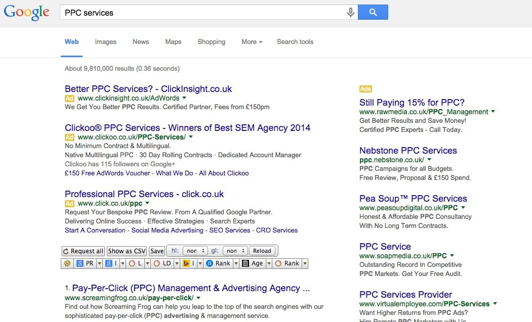 Where do PPC paid ads appear