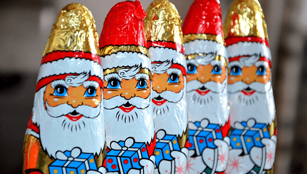 Image of chocolate Santa Clauses