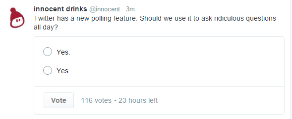 Innocent using Twitter polls