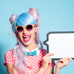 Image of girl holding cardboard speech bubble