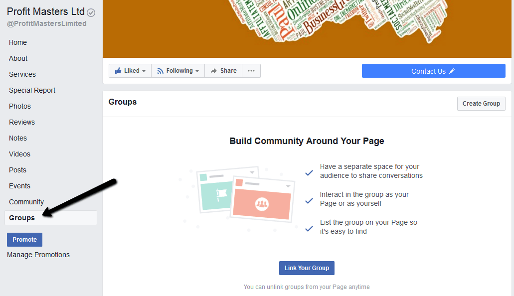 Linking Facebook Page To A Group