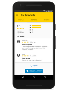 Read and respond to reviews on the yell for business app - android