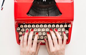 Image of red typewriter