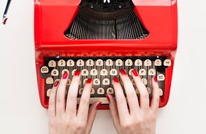Image of red typewriter