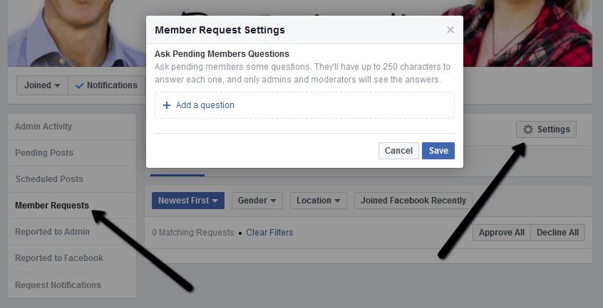 Facebook Group Member Request Questions