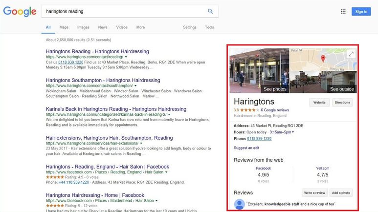 Google My Business Knowledge Graph Example