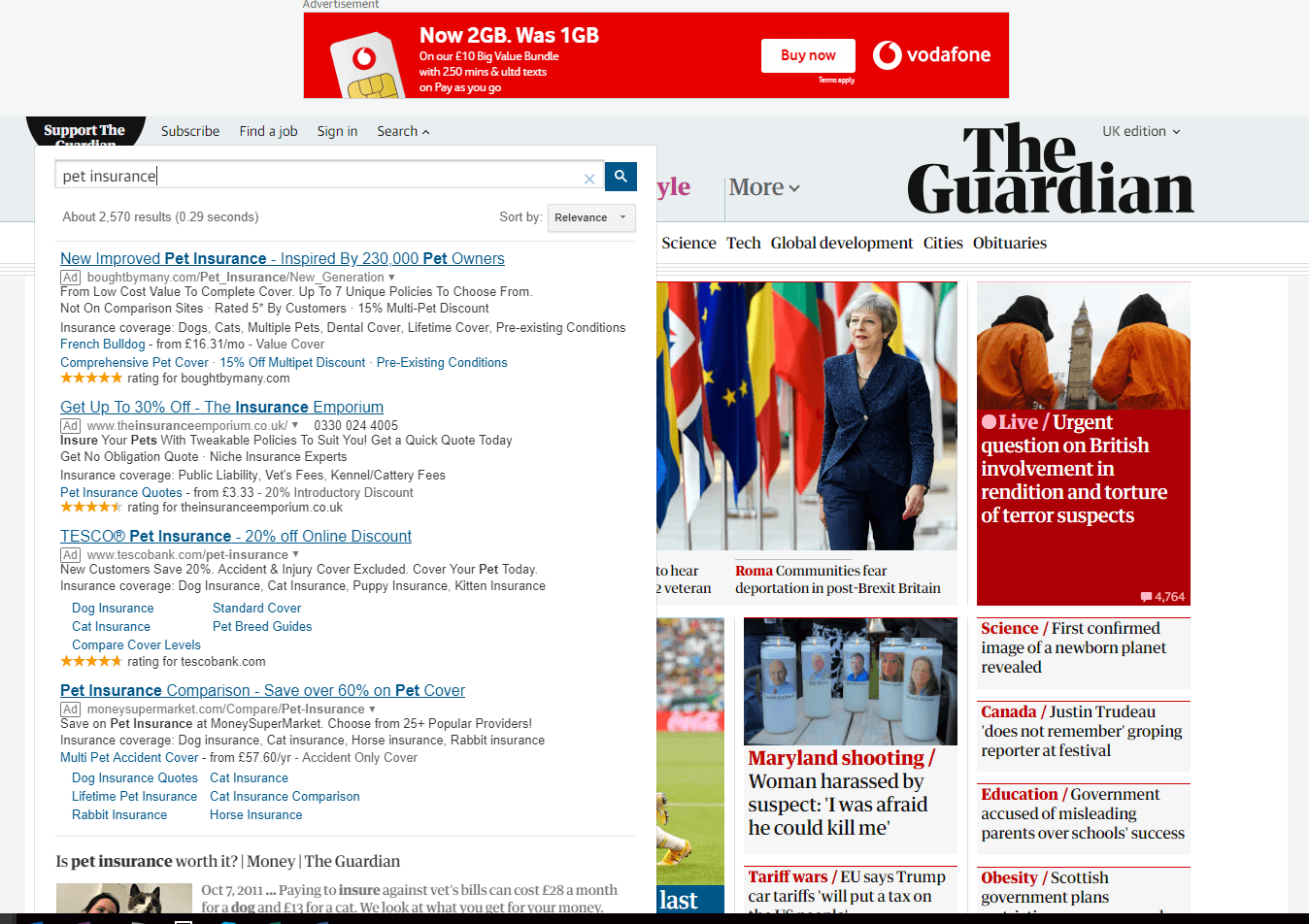 Google Search Partners Ads on The Guardian