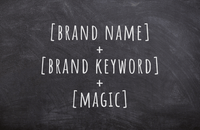 Headline writing formula: brand name + brand keyword + magic
