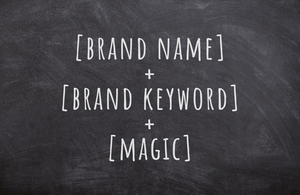 Homepage heading writing formula: brand name + brand keyword + magic