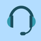 Graphic of a customer service headset in shades of blue