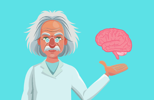 Scientist holding a brain