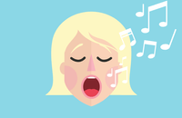 Cartoon woman singing different tones
