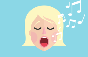 Cartoon woman singing different tones