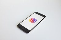 Instagram logo on a mobile phone screen