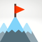 Flag at the top of a mountain