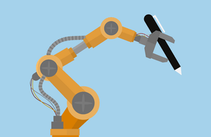 Robot arm holding a pen