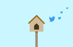 Twitter birds leaving the birdhouse