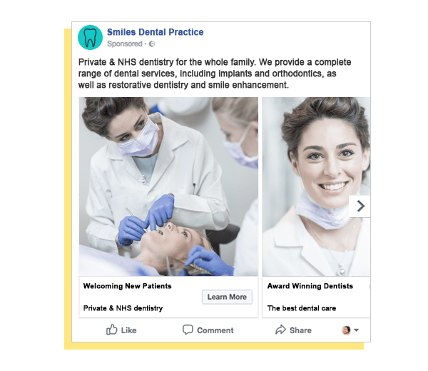 Digital Marketing for Dentists - Social advertising Facebook