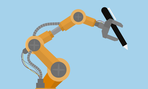 Robot arm holding a pen