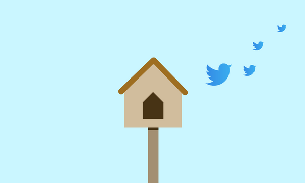 Twitter birds leaving the birdhouse