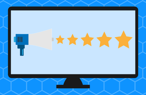 Image of computer screen with review stars