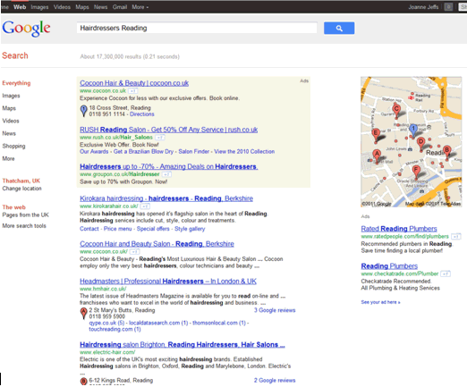 Google Search - Hairdressers Reading