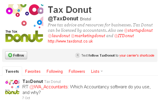 Tax Donut Twitter homepage