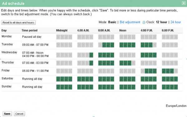Ad Scheduling - Different by Day